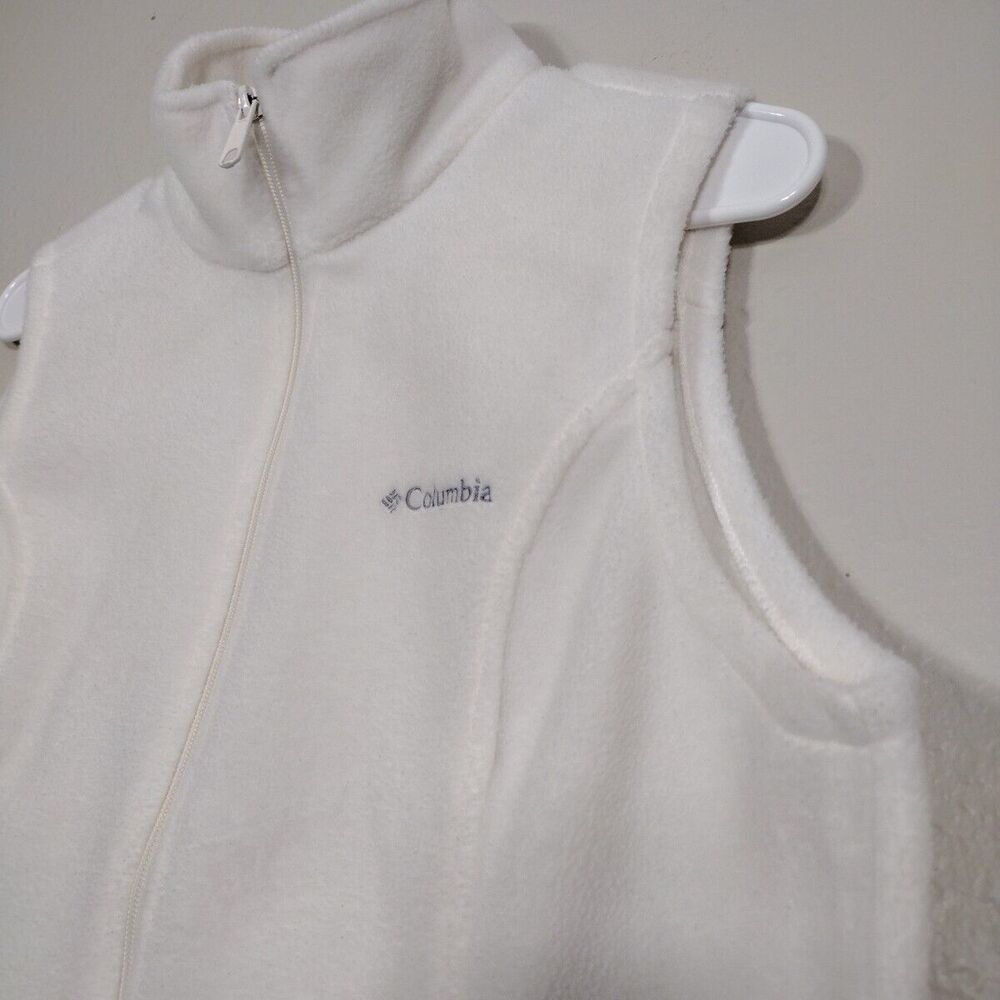 Fleece White Vest Columbia Benton Size M Zip Up Casual Cowl neck Pockets - Picture 4 of 14